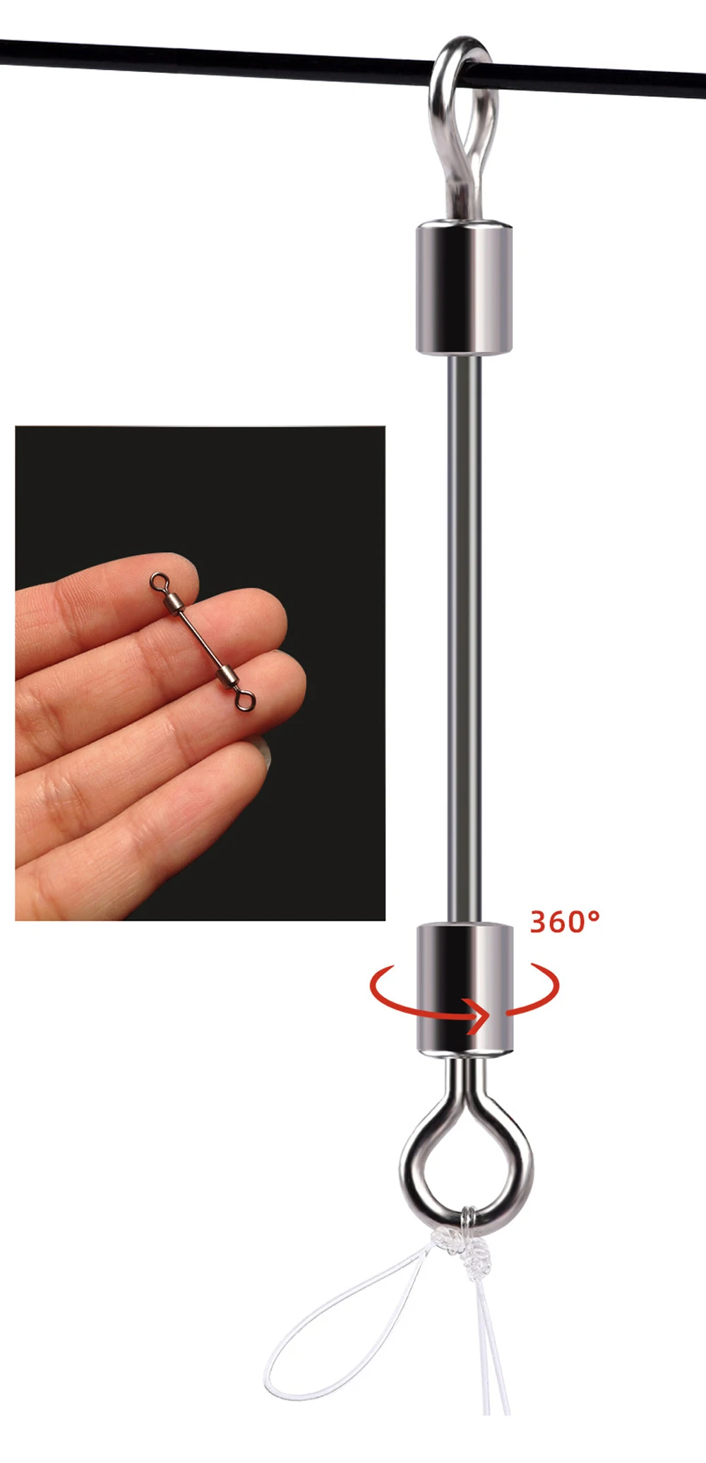 100 Stück Lange Angelverbinder Wirbel mit Kugellager, Blei-Solidering-Verbinder aus Edelstahl, Angelzubehör und Werkzeuge – Detail 4