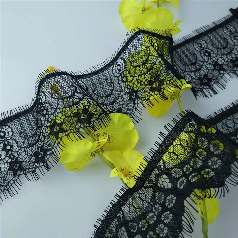 Nylon Eyelash Lace Fabric 7 cm Wide DIY Decorative High Quality Soft Sewing Lace Trim Wedding For Dress Webbing Decoration