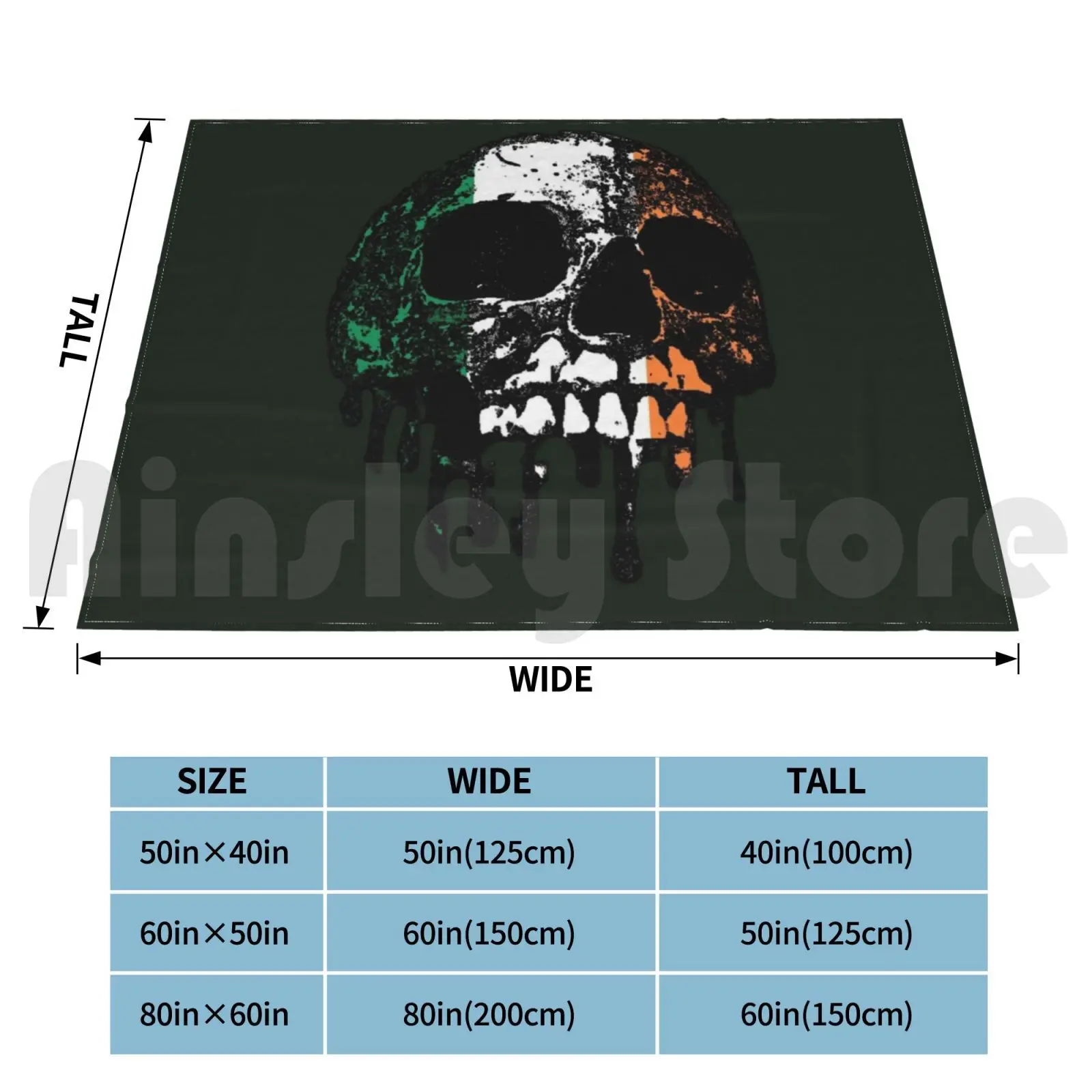 Irish Flag Skull Blanket Fashion Custom Irish Irish Flag Skull Irish Flag Skull Skull Flag Irish Skull Bones