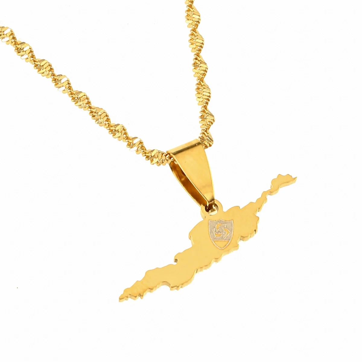 Country Flag Anguilla Island Map Caribbean Sea Pendants Necklace Gold Color Unisex Jewelry Gifts