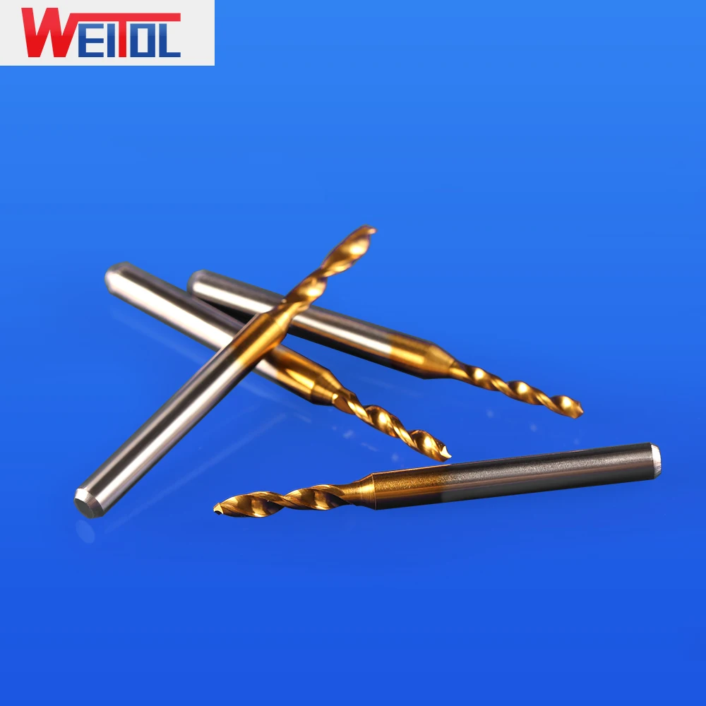 WeiTol 10 pcs/lot 5 A 3.175 mm PCB Titanium coating drill bit without positioning ring corn router bit Diameter 1.1-2.55mm