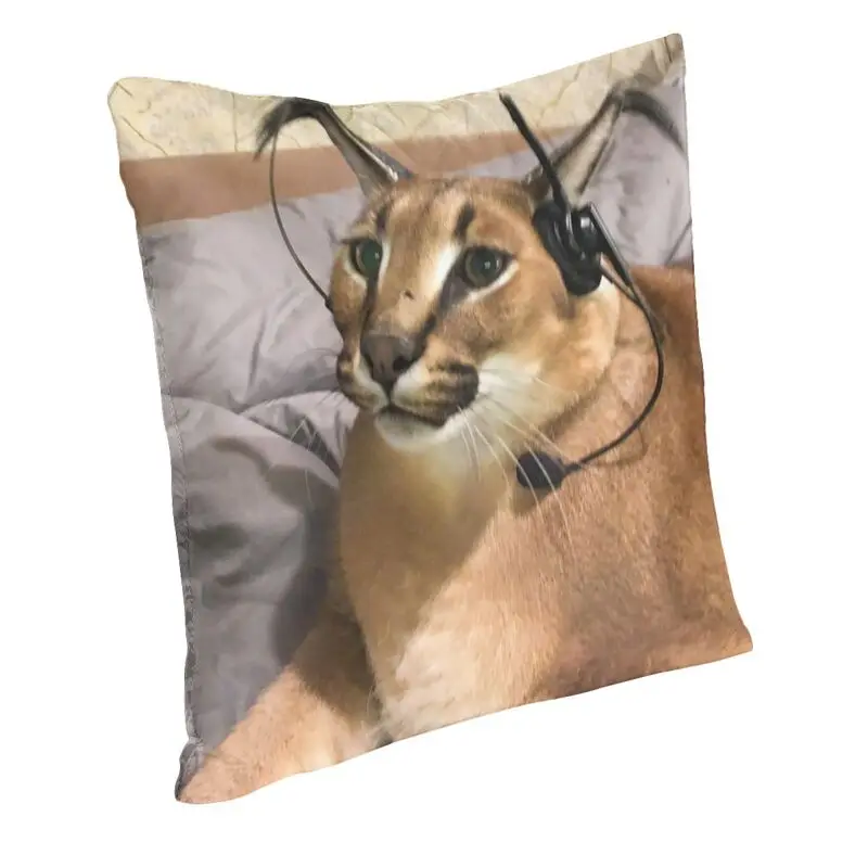 Caracal Cat Big Floppa Meme Cushion Covers 45x45cm Polyester Funny Pillow for Sofa Square Pillowcase Living Room Decoration