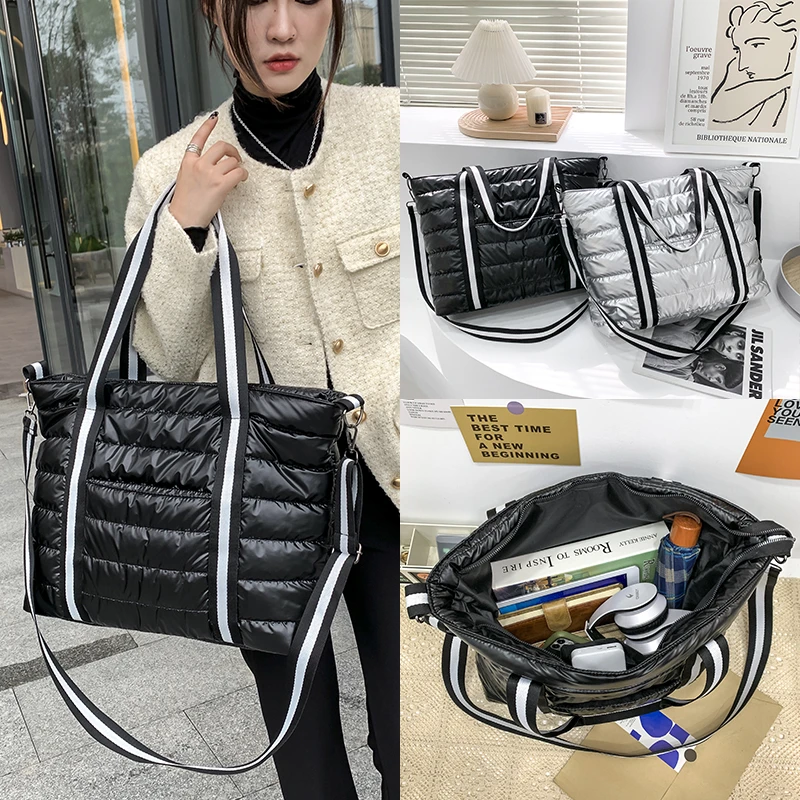 2021 Winter New Big Shoulder Bags Space Cotton Padded Handbags Woman Large Capacity Tote Bags Ladies Shopper Bolsa Feminina