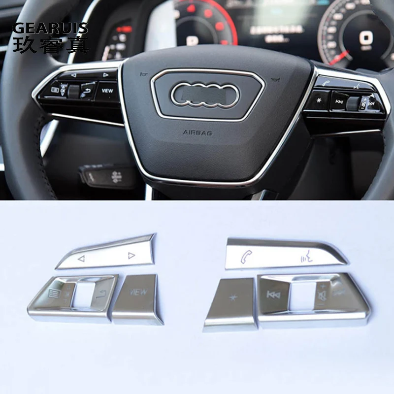 Car styling for Audi Q3 Q5 A1 A3 8V A4 B9 B8 A5 A7 A6 C8 2019 steering wheel buttons Trim decoration Covers stickers Accessories