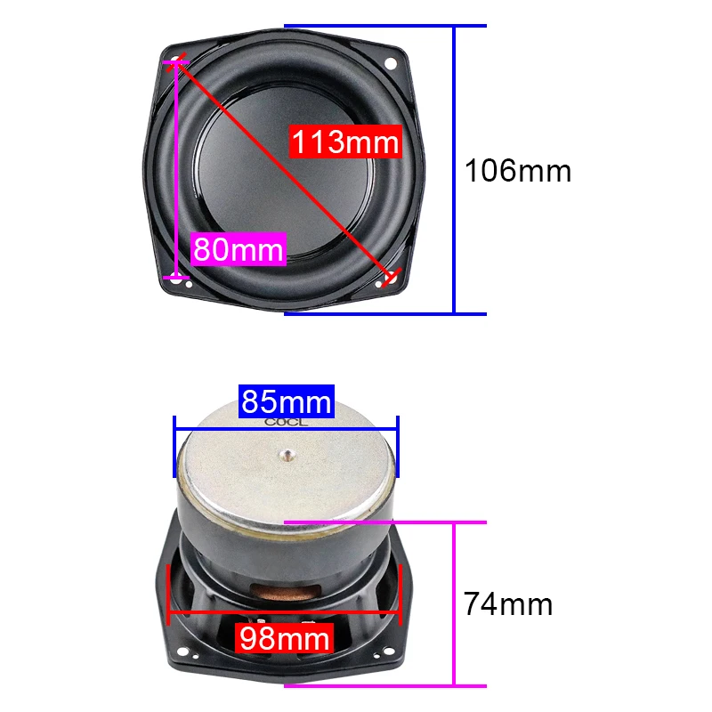 GHXAMP per JBL boomboox2 High-end 4 pollici 106mm altoparlante Mid Bass Subwoofer 4OHM 40W Woofer a bassa frequenza corsa lunga 1 pz