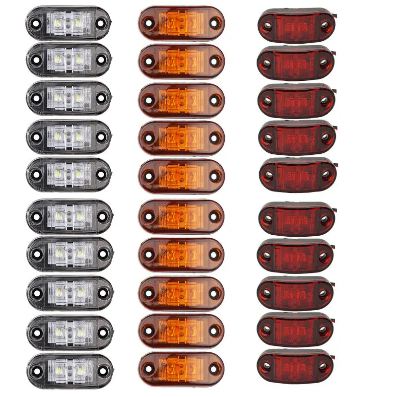 10PCS Warning Lights LEDs Diode Light Trailer Truck Yellow Orange White Red LED Side Marker Lamp 12V 24V