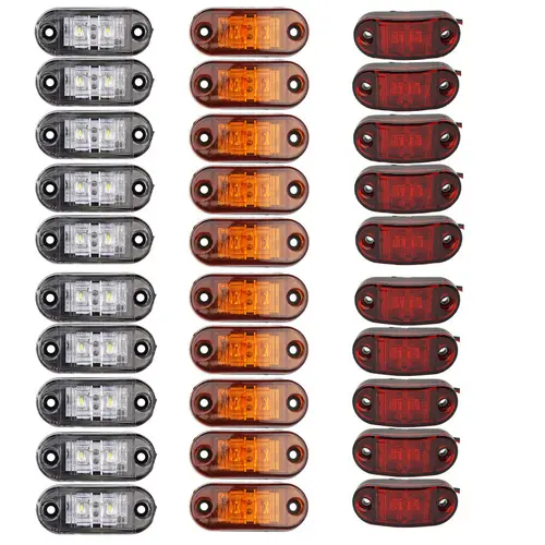 10 Uds luces de advertencia LED luz de diodo remolque camión amarillo naranja blanco rojo LED lámpara de marcador lateral 12V 24V