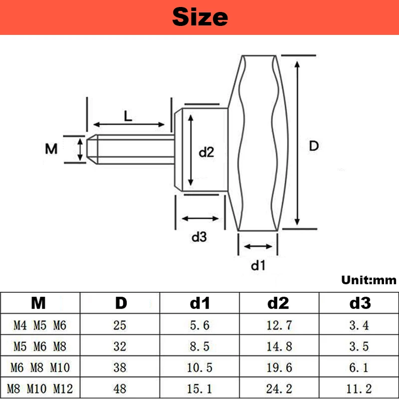 Plum Star-shaped Plastic Head Thread,Handle Thumb Screw Tightening Wood Screw Knob Locking Parts M4 M5 M6 M8 M10 White Yellow - Image 6