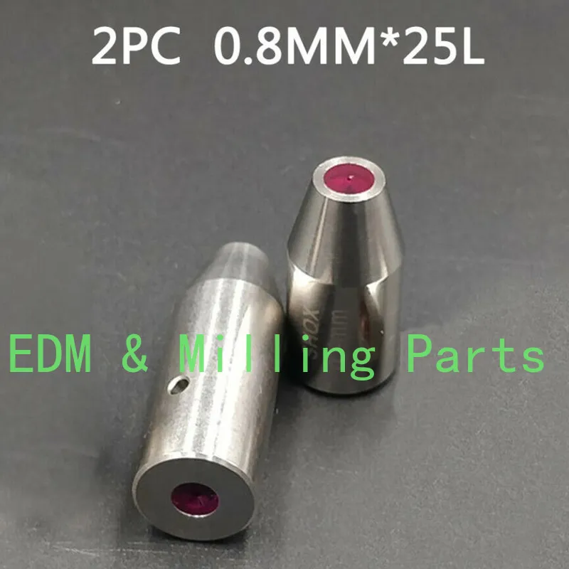 2 Chiếc CNC EDM Khoan/Puncher Một Phần Mũi Khoan Cắt Dây Ruby Điện Hướng Dẫn OD 0.8MM * 25MM cho Khoan Puncher Cối Xay Một Phần