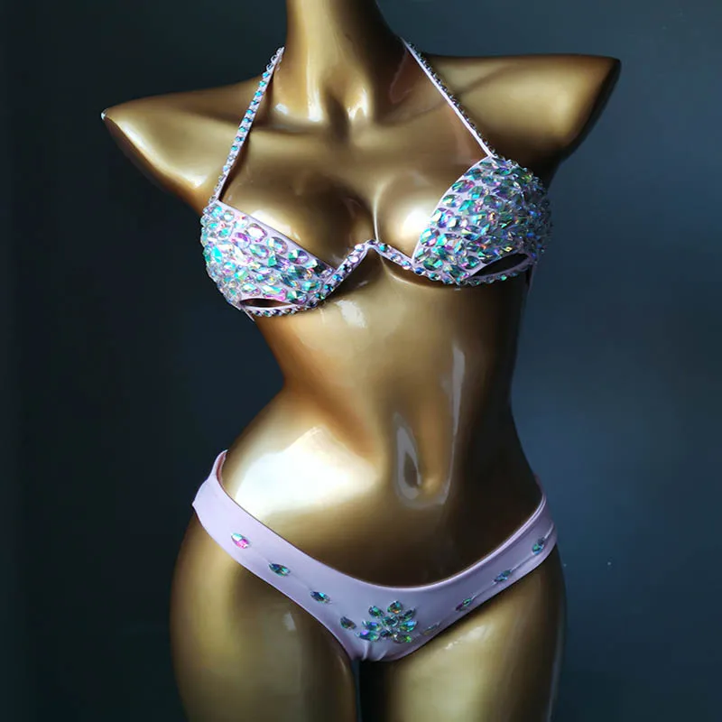 Imagem -04 - Venus Vaction Diamante Conjunto de Biquíni Sexy Mulher Maiô Push up Rhinestone Banho Strass Beachwear 2023