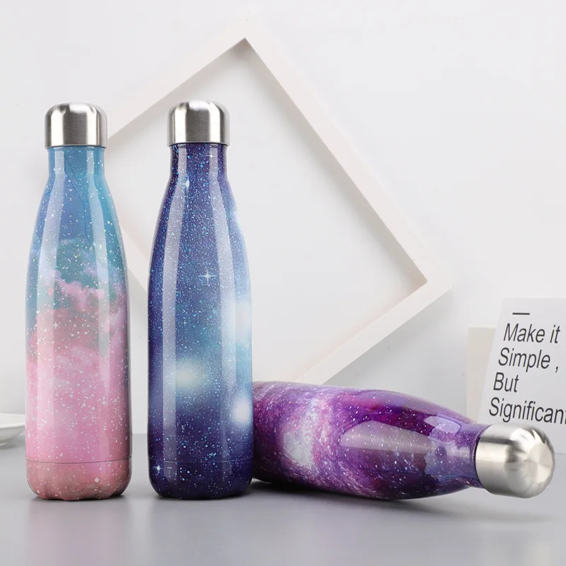 Water Bottle Stainless Steel Vacuum Insulated Bottle Thermal Sport Cold Hot Cup Creative Mug Starry sky Cup 500ML Customized
