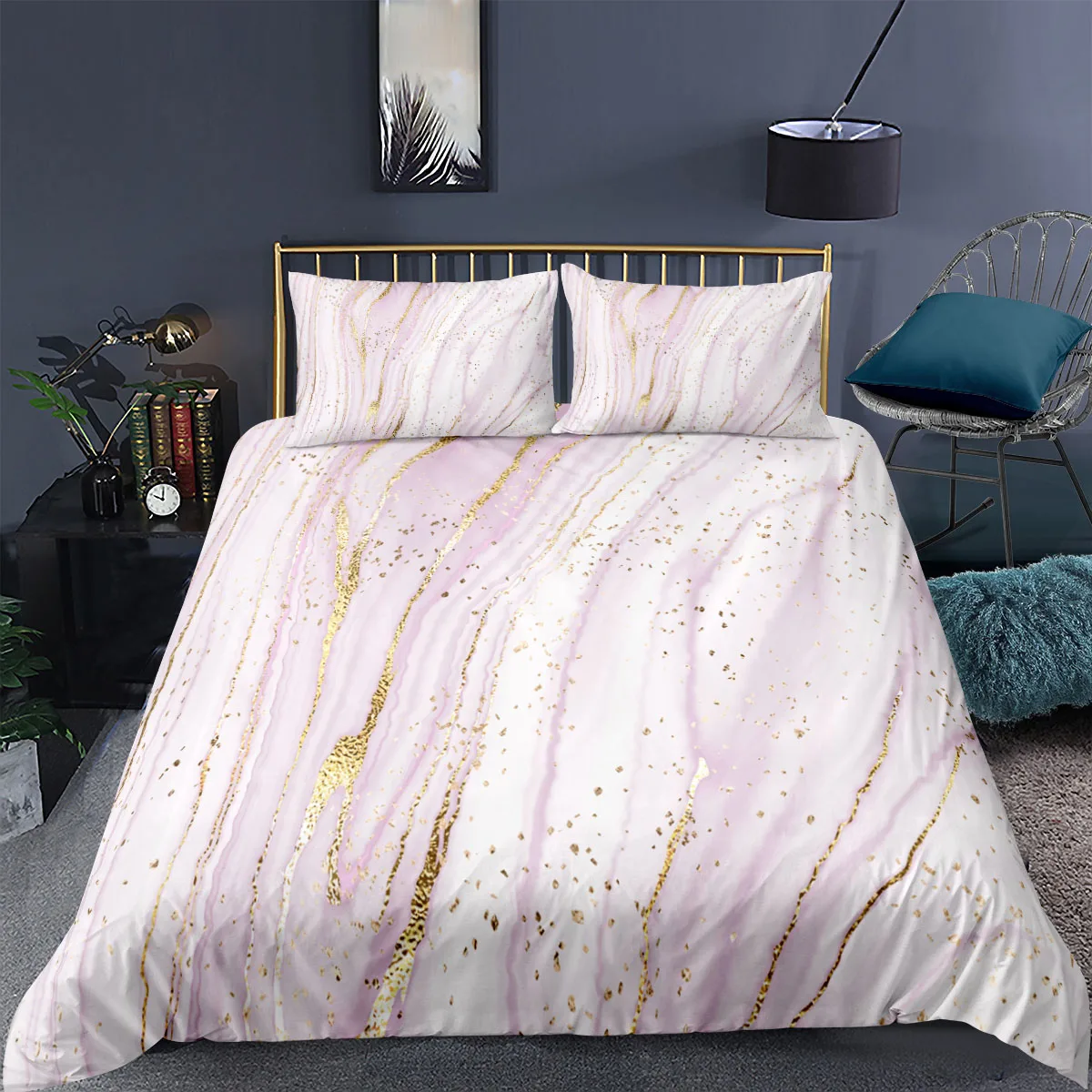 

Marble Reactive Printed Duvet Cover Set With Pillowcase Quilt Cover 2/3 Pcs Adult Home Textiles For Bedroom Colorful Bedding Set