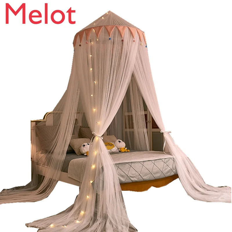 High-End Luxury Dome Mosquito Nets Three-Door Installation-Free Floor Princess Style round Suspended Mosquito Net