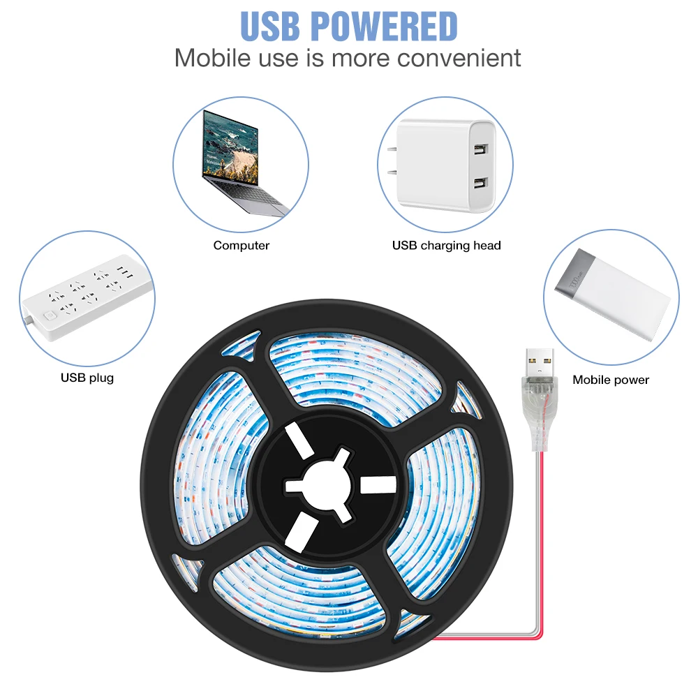 Lâmpada led de espectro completo para crescimento de plantas, fita de luz para crescimento de plantas com usb, à prova d\'água, fita de luz para