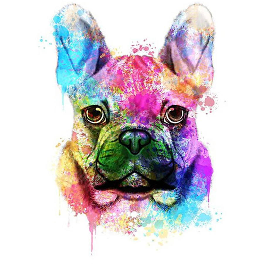 

5D Diy diamond Painting Colored French Bulldog Full Square Found Drill Cross Stitch Diamond Embroidery Mosaic Art Animal Dog Pet