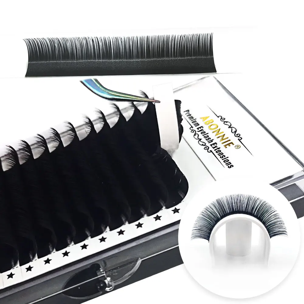 ABONNIE 16lines Premium Mink Individual Lashes  Matte Black  Volume Eyelash Extension C/D Curl Fake Lashes