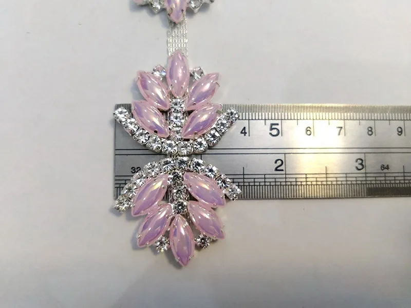 Hot Sale 1 yard Crystal Rhinestone Chain Pearl Trimming For Wedding Bridal Applique TONG91801-1