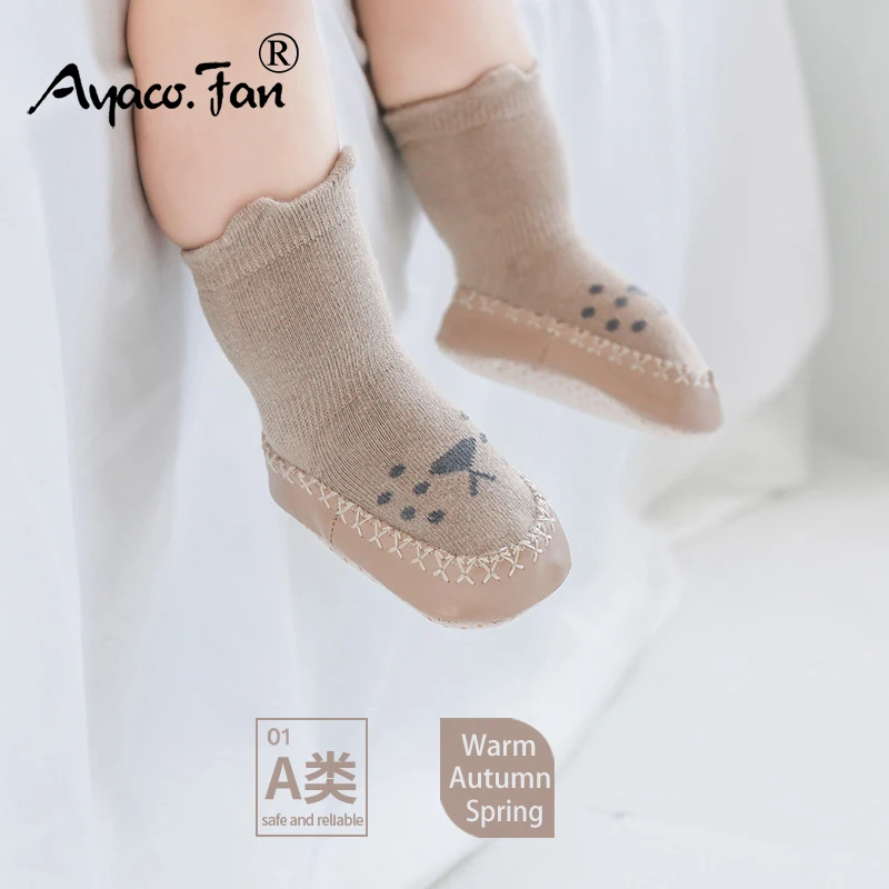 Newborn Baby Kids Socks Shoes Prewalker Spring Elaborate Cotton Girl Autumn Skidproof Soft Sole Infant Boy Cartoon Sock 0-2T
