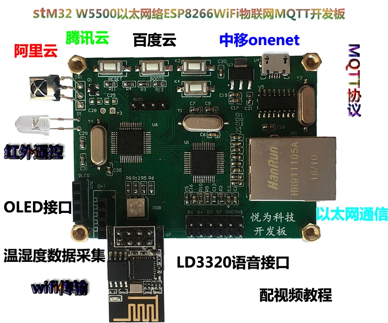 

STM32 + Esp8266 + W5500 Internet of Things WiFi Module Ethernet Mqtt Development Board at Instruction Development