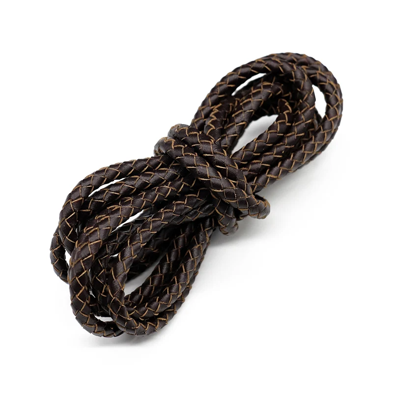Mibrow 1meter 5mm 6mm Round Vintage Dark Green Red Genuine Leather Cords for Leather Bracelet Jewelry Making Findings