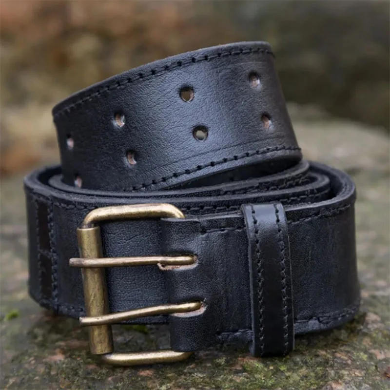 Handmade Medieval Steampunk Leather Ring Belt Viking Knight Warrior Cosplay Costume Accessory Celtic Buckle Waistband For Men