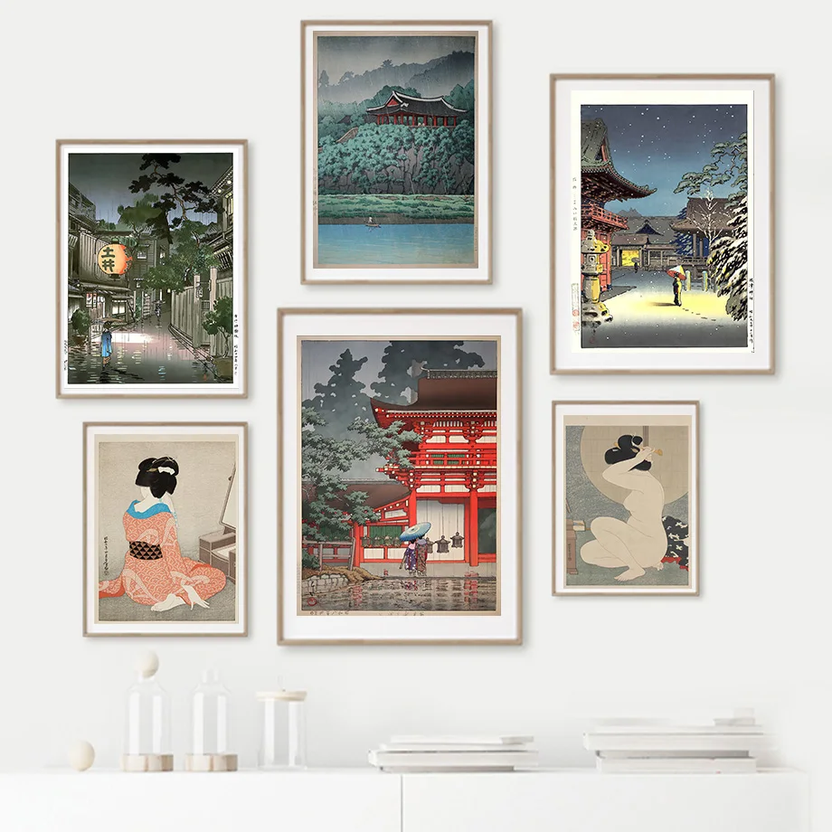 Vintage Oriental Art Prints Painting Pictures Wall Art Geisha Japanese Tsuchiya Koitsu Ukiyoe Nordic Canvas Posters Home Decor