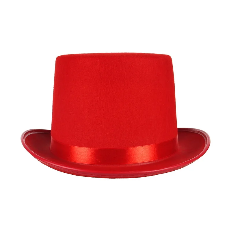 Mens Felt Top Hat  High Adults Costume Dress Up Party Hats Gentleman Novelty Magician Satin Top Hats Black Red