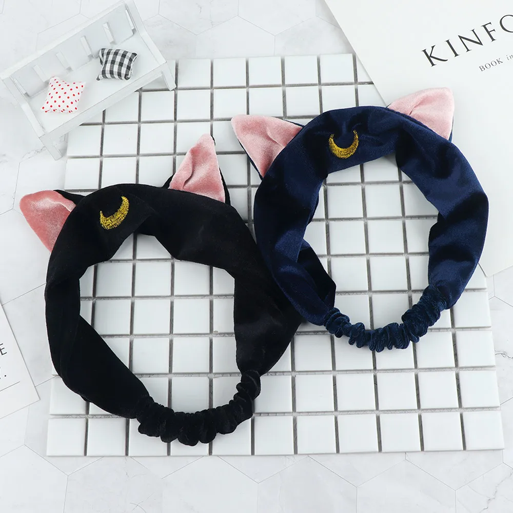 Bandeau de cheveux oreilles de chat Sailor Moon pour filles, accessoire de maquillage, mignon, lavage du visage, pour femmes, vêtements de tête