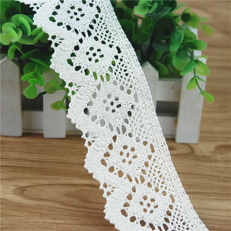 

62mm Cotton Lace Trim Ivory Fabric Sewing Accessories Cloth Wedding Dress Decoration Ribbon Craft Supplies 100yards LC128-R