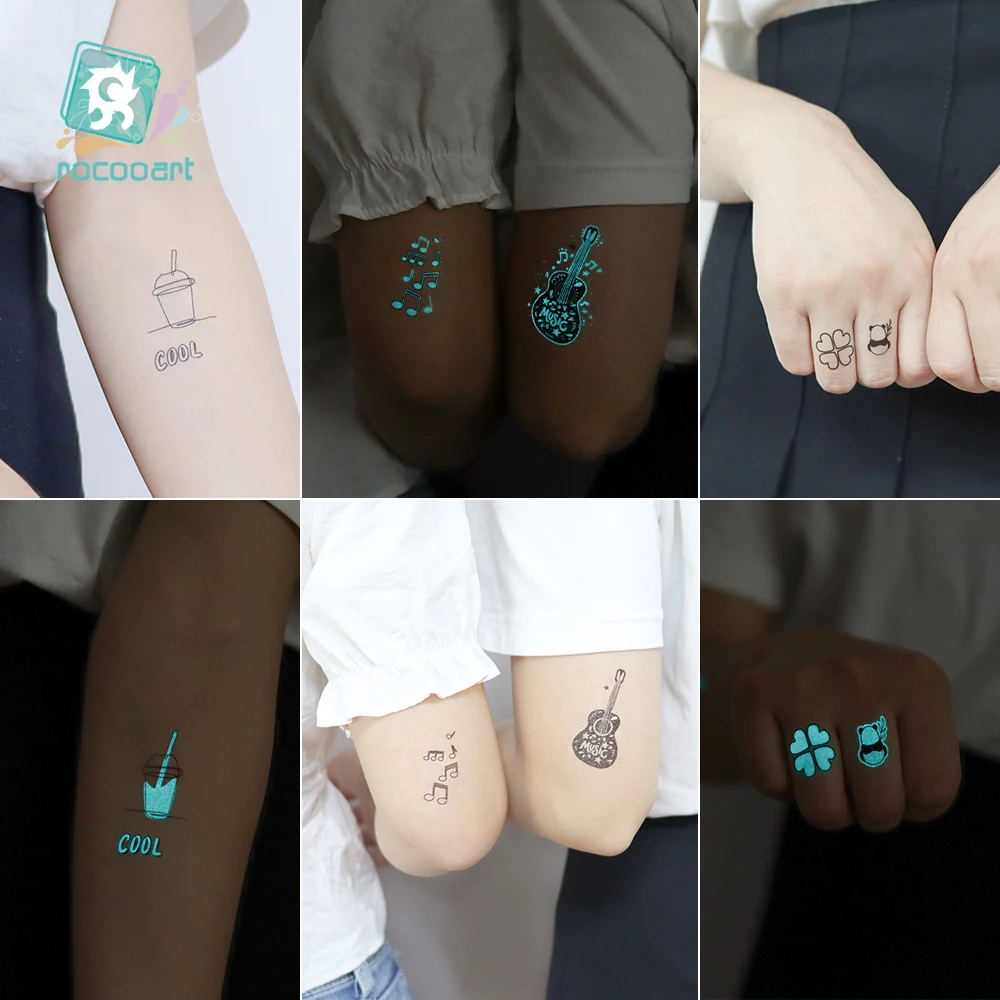 New Waterproof Temporary Luminous Tattoo Sticker Flowers Moon Star Sky Element Tattoos Flash Tatoo Fake Tatto for Kids Women Men