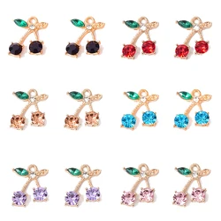 Mixed 10Pcs Charm Colorful Crystal Cherry Pendant Fruit Dangle Jewelry Accessories DIY Earrings Jewelry Making Supplies