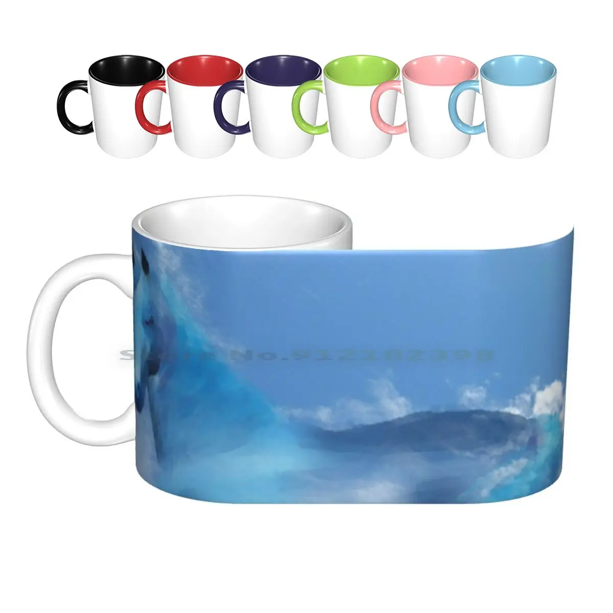 Skye Ceramic Mugs Coffee Cups Milk Tea Mug Horse Sky Clouds Blue Fanciful Fantasy Painted Creative Trending Vintage Gift Bottle