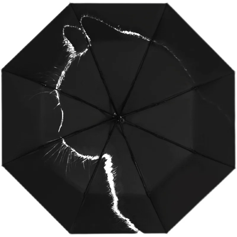 Black Cat Umbrella For Men Full-automatic Rain&sun Umbrella  Personality Creative Cartoon Paraguas Hombre