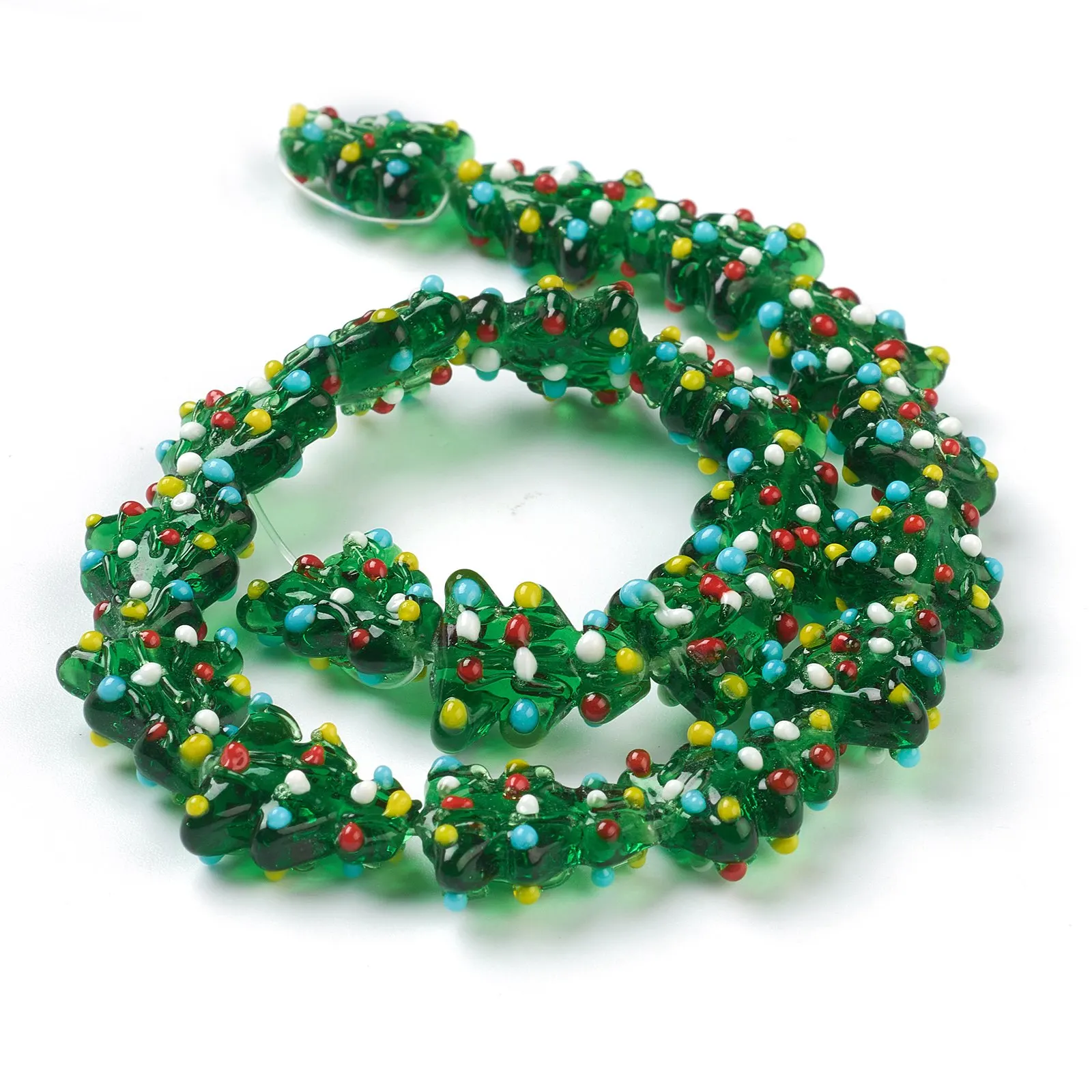 

20pcs Handmade Green Christmas Tree Lampwork Beads DIY Loose Beads for Bracelets Necklace Earrings Jewelry Making Accessories