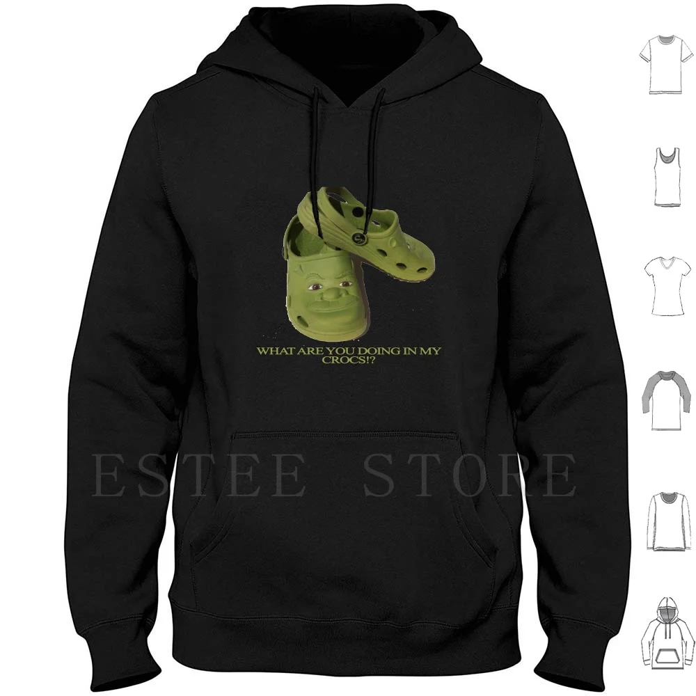 What Are You Doing In My Shrek Hoodie Long Sleeve Shrek Meme Swamp Funny Croc Get Shoes Joke