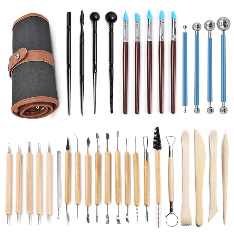 DIY Ceramics Clay Sculpture Polymer tool set Beginner's Multi-tools Craft Sculpting Pottery Modeling Carving Smoothing Wax Kit