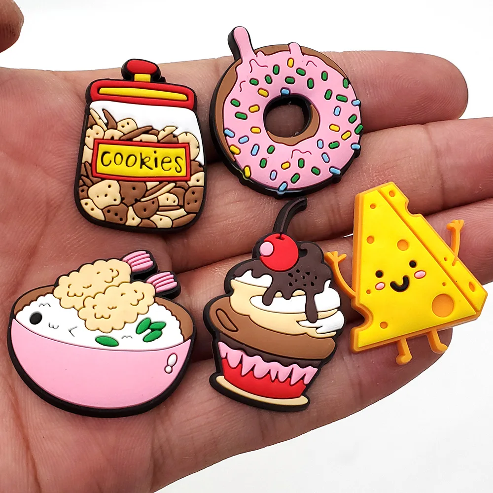 1Pcs Cute Cartoon Food PVC Shoe Charms Designer Shoes Accessories For Women Diy Wristband Backpack Party Gift