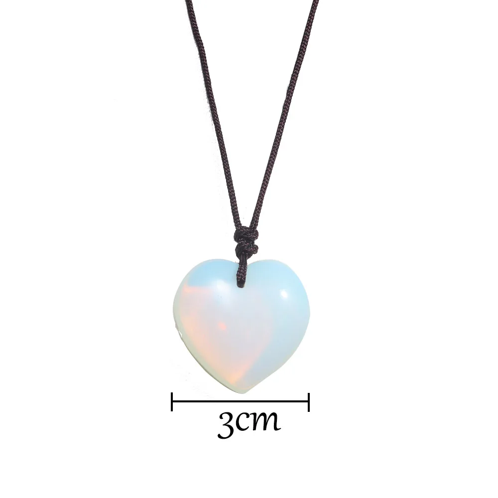 Hot Sale Opal Heart-Shape Necklaces Crystal Reiki Gem Pendants Women Men Jewelry Gift