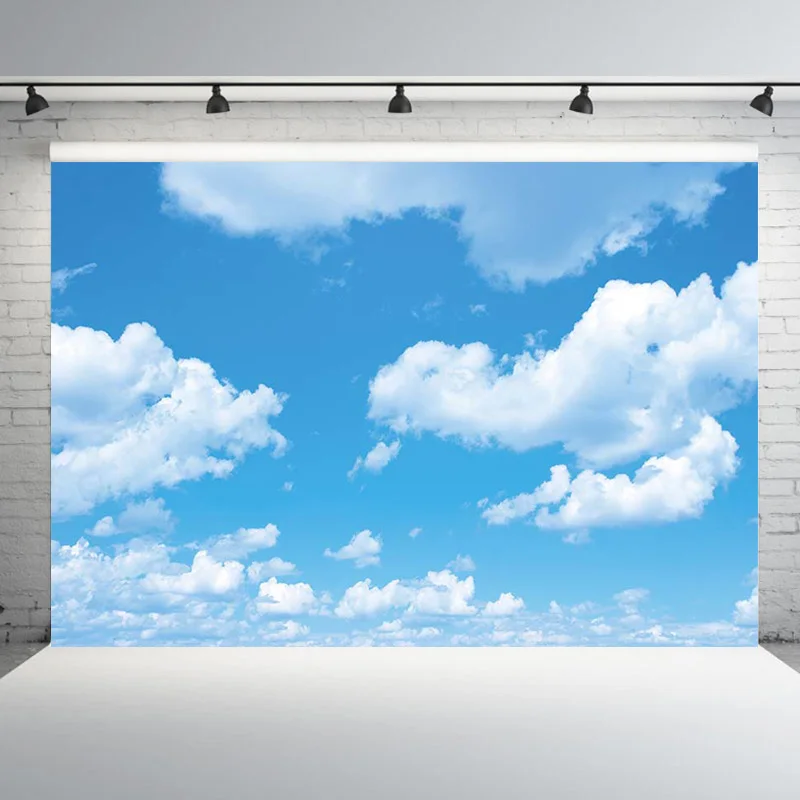 Photography Background Vinyl and Polyester Background Computer Printed Blue Sky White Clouds Backdrops for Photo Studio