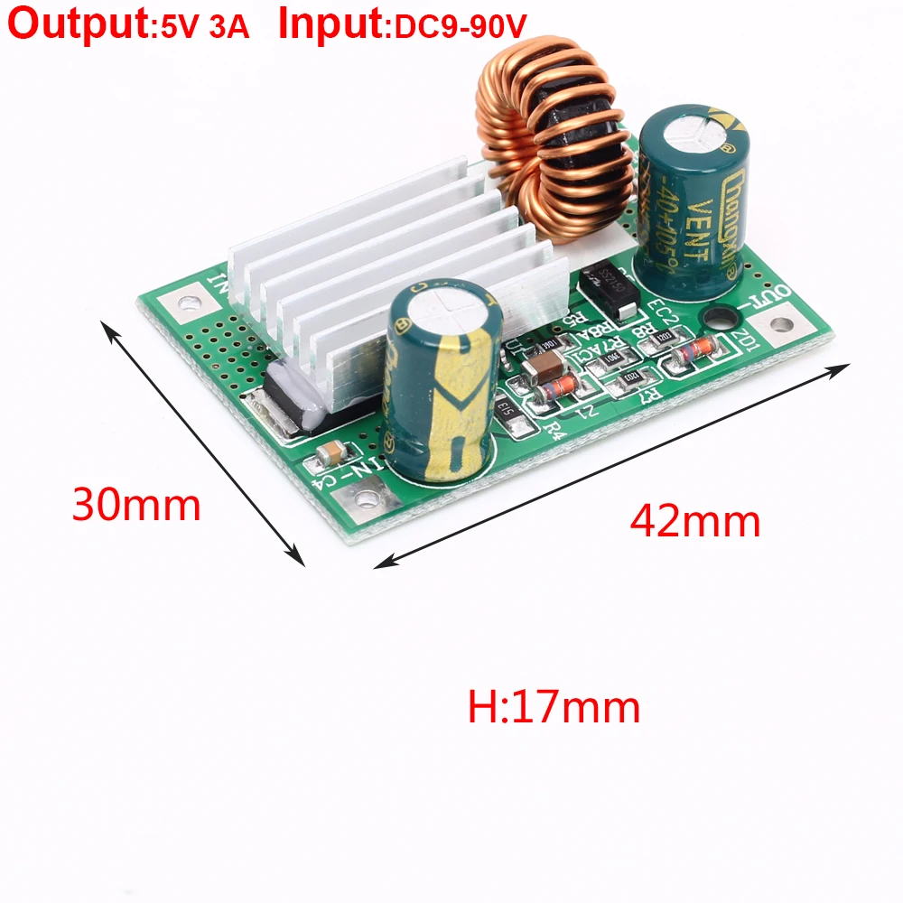 DC 9V 12V 24V 36V 48V 72V 84V 120V auf 5V 3A Step-Down-Modul Netzteil DC-DC-Wandler Buck-Wandler Step-Up-Wandler – Detail 8
