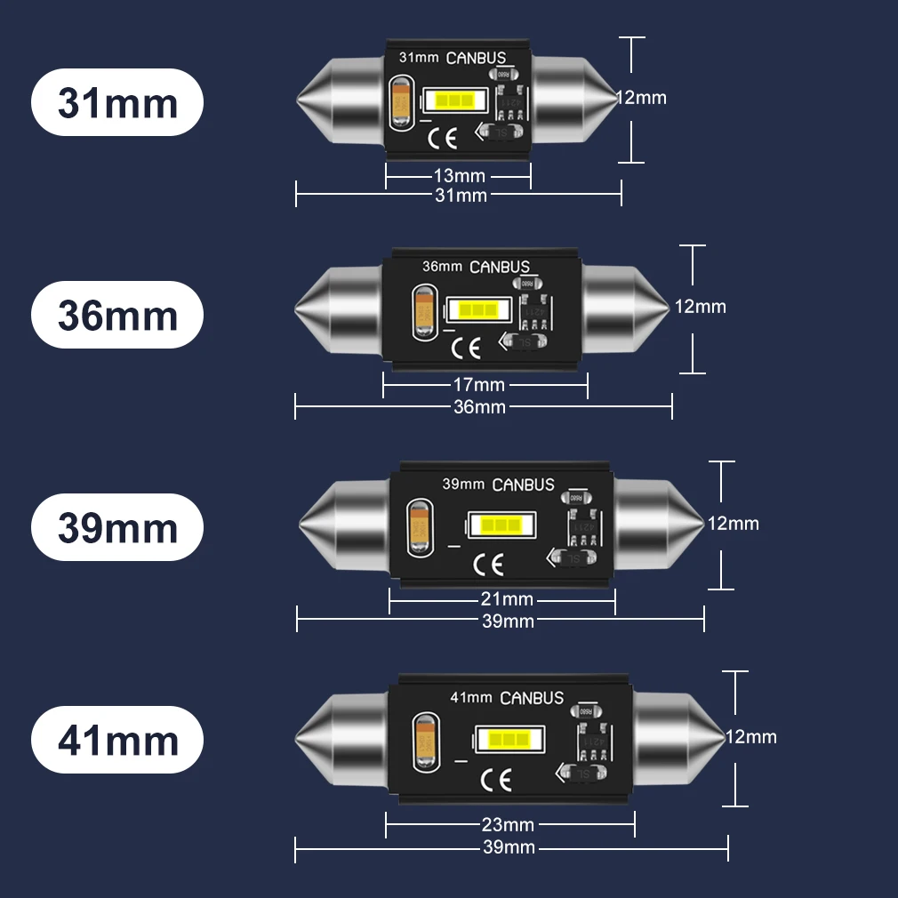 Ampoule Led CSP CSP, puces Canbus C5W C10W, 31mm 36mm 39mm 41mm, lumière de voiture, éclairage intérieur dôme de lecture, blanc pur 6000K, 1 pièce