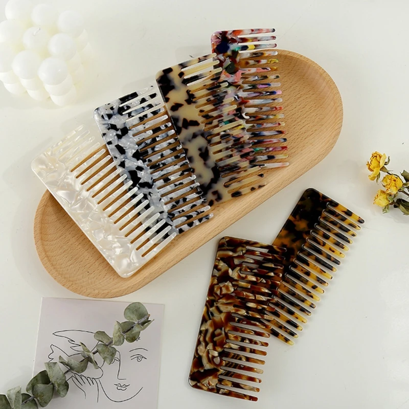 Wide Large Tooth Pocket Hair Comb Cellulose Acetate Detangling Hairbrush Tortoise Shell Anti-static Hairdressing Tools