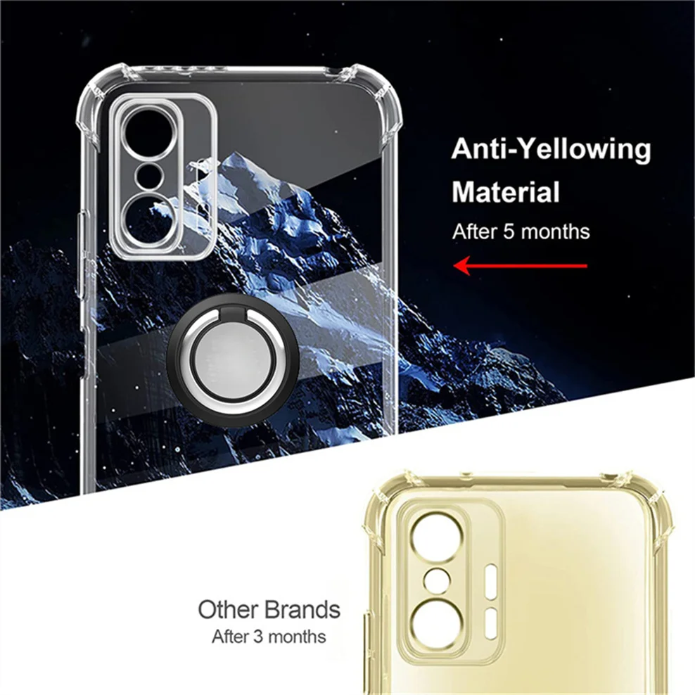 Custodia ad anello per Xiaomi Mi 11T 12T 13T 14T antiurto trasparente trasparente paraurti Cover morbida per telefono Redmi Note 13 12 10 Pro 11 14C