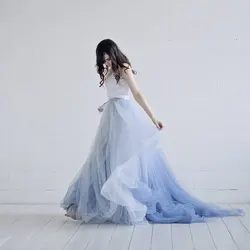 Dreamlike 2 Blue Colors Maxi Skirt Long Women Skirts Lush Mesh Saias 2020 Faldas Skirt Tulle Tutu Full Length