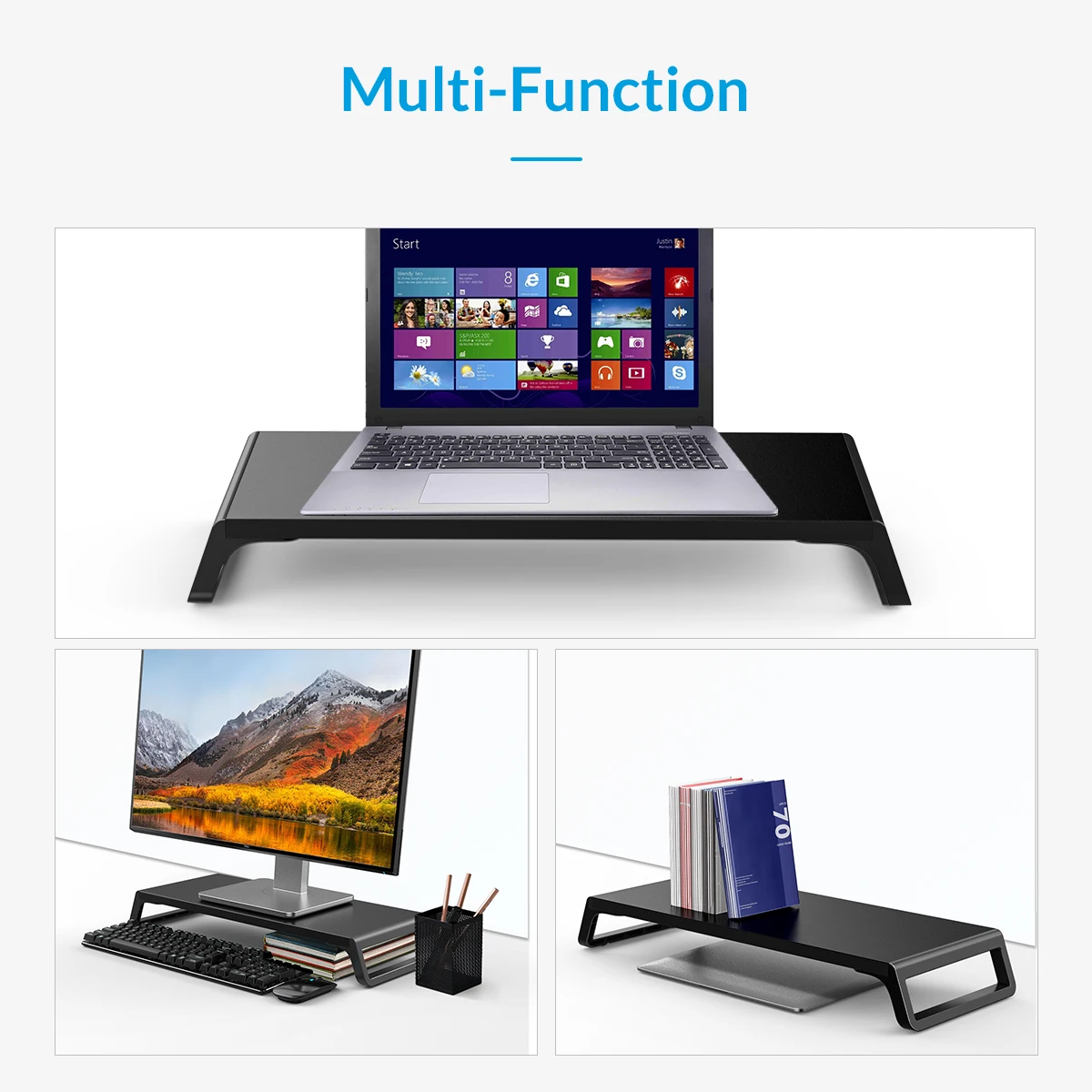 ORICO Universal Aluminum Monitor Stand Riser Ergonomic Mood Desktop Laptop Holder Bracket for PC MacBook Air Pro Notebook