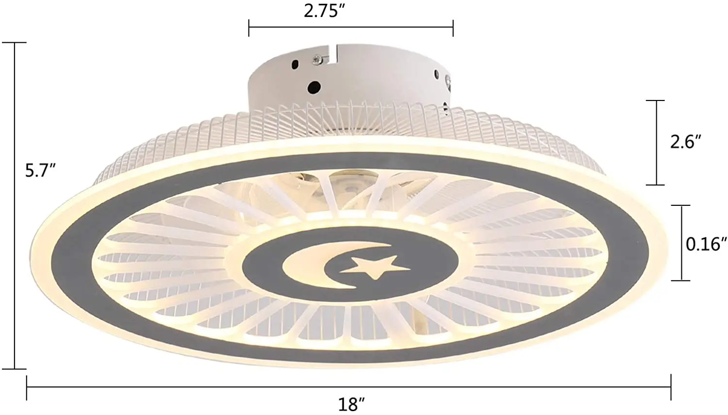 OUKANING 18 Inch Ceiling Fan Light 3 Colors Dimming Lamp with Remote Control For Living Room Modern LED Cooling Ventilador Ven