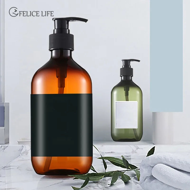 대용량 앰버 샴푸 빈 로션 용기, 300/500ml, 거품 압착 펌프 병, 비누 샤워 젤 여행용 병