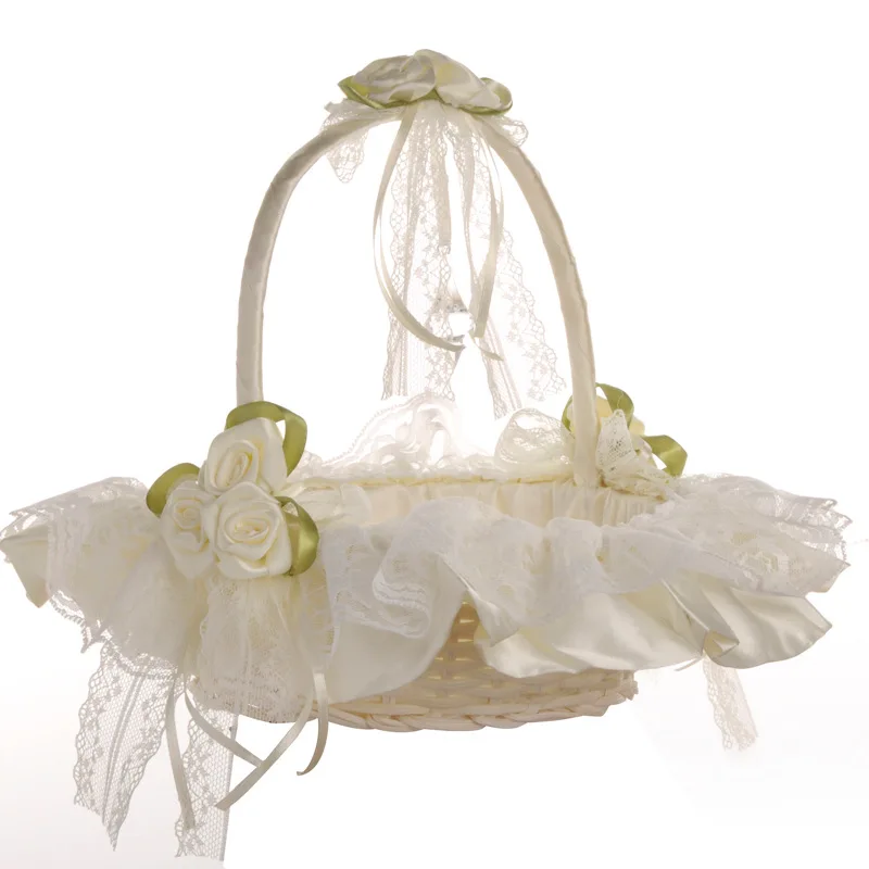 2020 Cream Girls Boy  Flowers Basket Wedding Flower Girl Basket Western Ceremony Articles Party Supplier