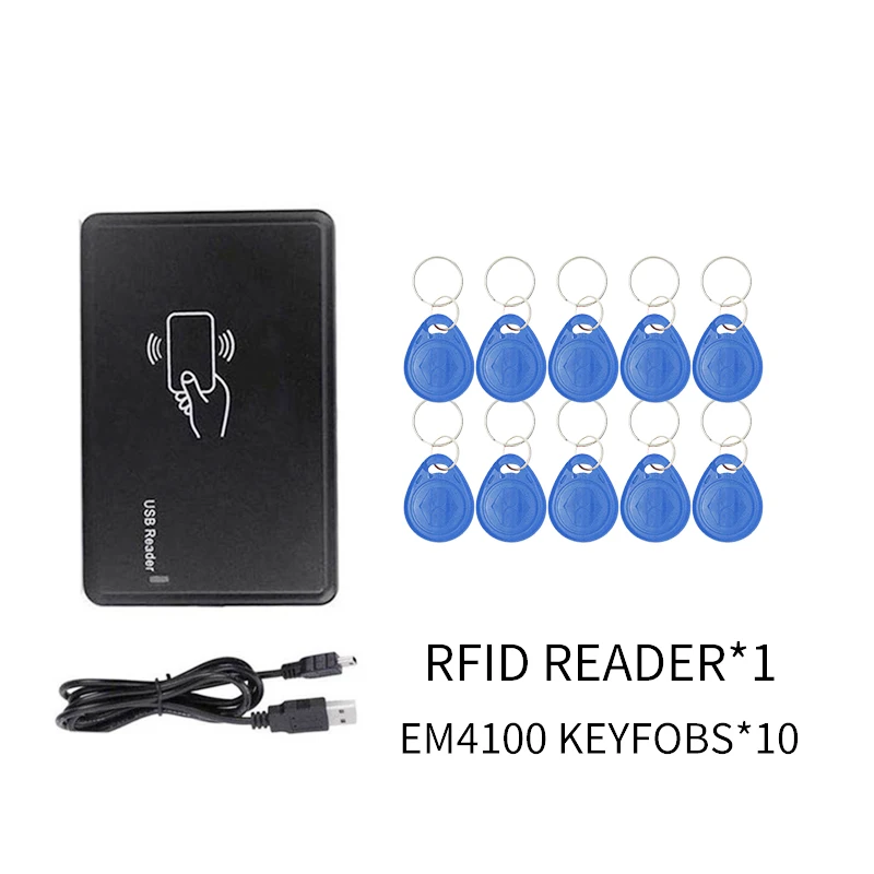 New ID RFID Reader 125KHz Portable USB Free Drive Only Reader Key Fobs ID EM4100 Tag Use With Mobile Phones