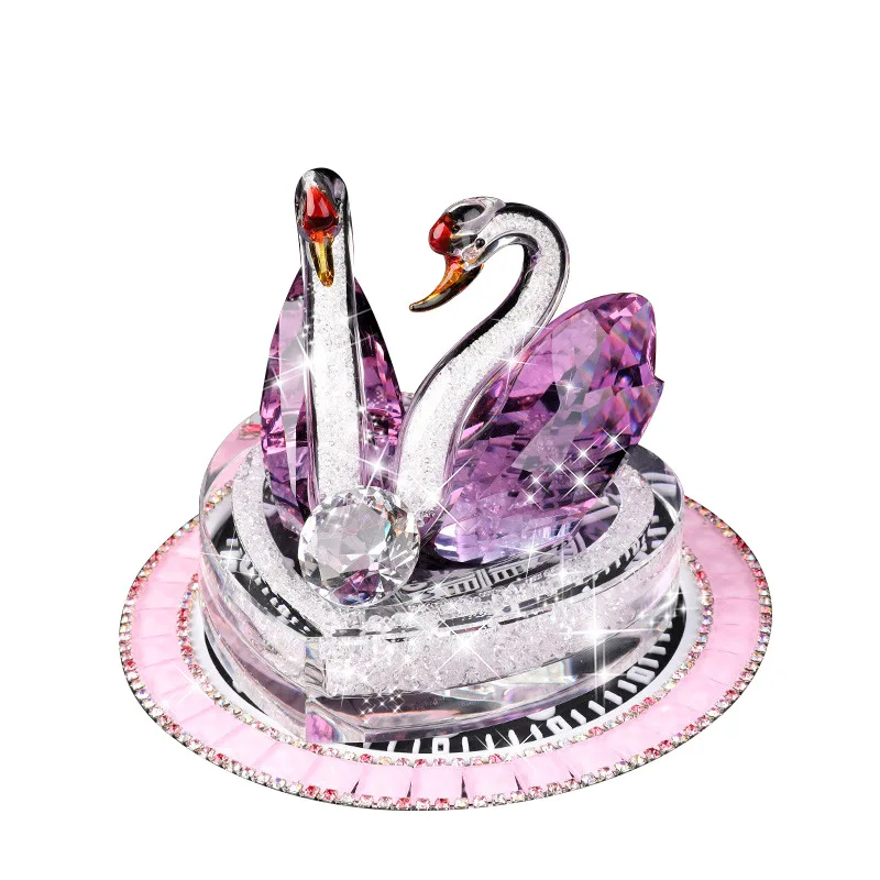 

Elegant Crystal Swan Figurine Rhinestone Base Collection Paperweight Table Centerpiece Best for Valentine's Ornament Gift